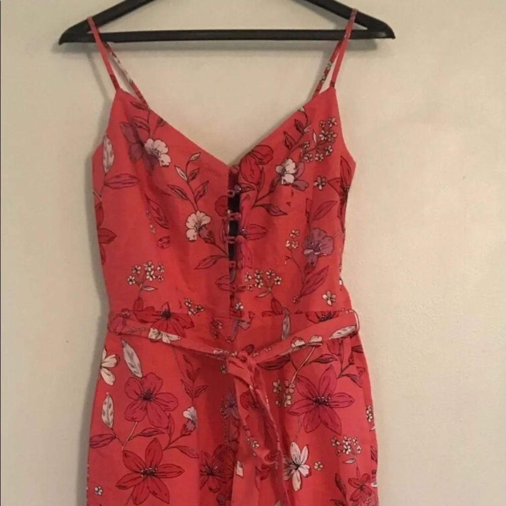 BANANA REPUBLIC LINEN FLORAL ROMPER JUMPSUIT JUMPER - 2 NEW CORAL